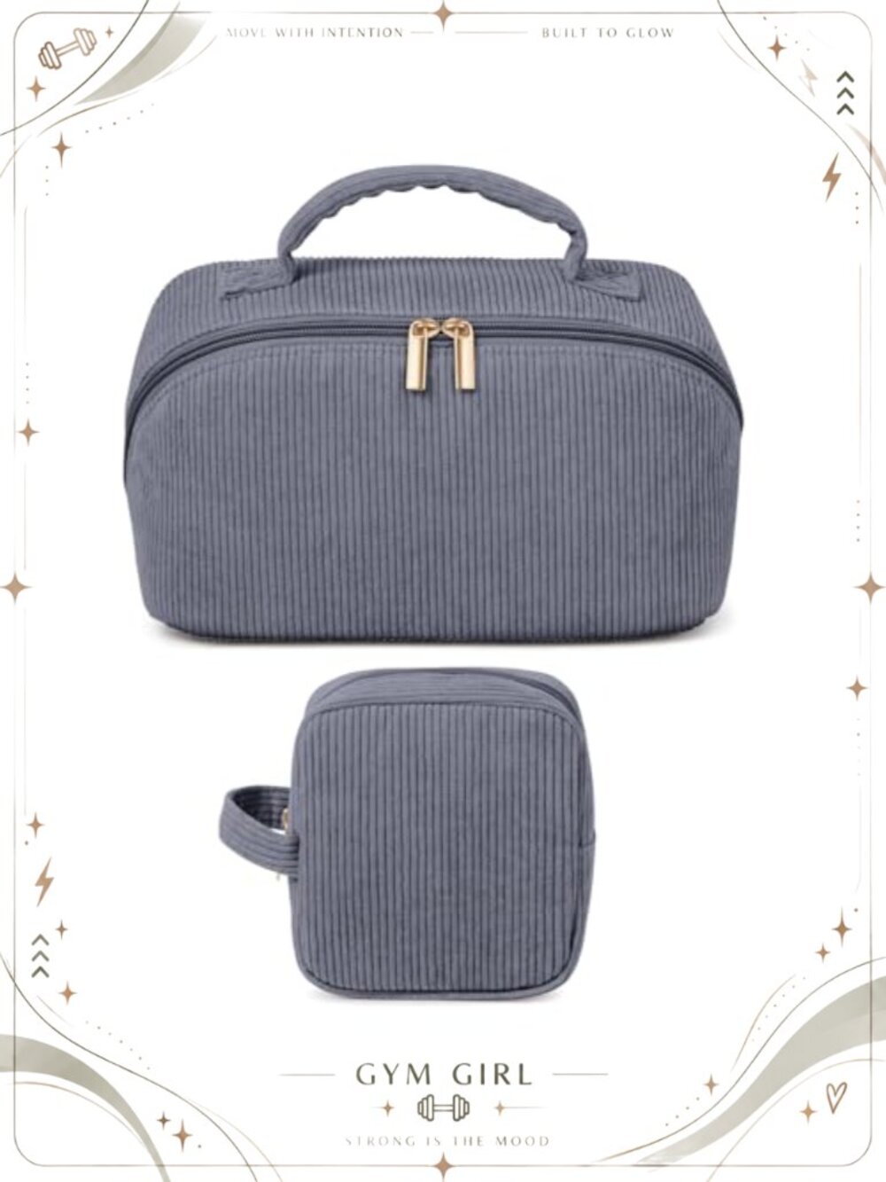 Corduroy Makeup Bag Set Large Capacity Cosmetic Organizer with Pouch